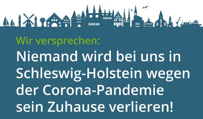 Grafik mit Häusern und Hinweis auf Schutz des Zuhauses während der Pandemie.