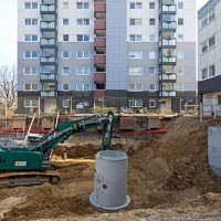 Bagger beim Tiefbau