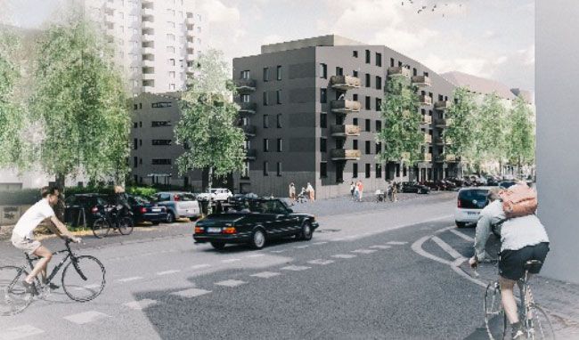 Visualisierung der fertigen Wohngebäude Wiker Quartier
