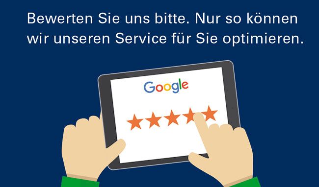 Grafik mit Smartphone und Sternebewertung
