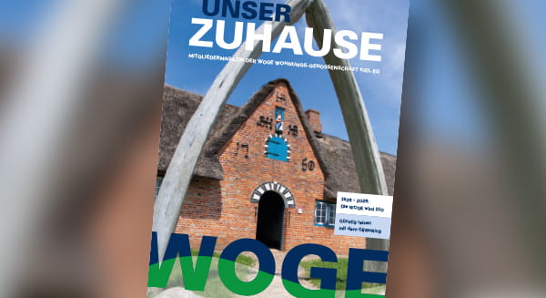 Vorschauansicht des WOGE-Mitgliedermagazins „Unser Zuhause“ – Jubiläumsausgabe Mai 2026