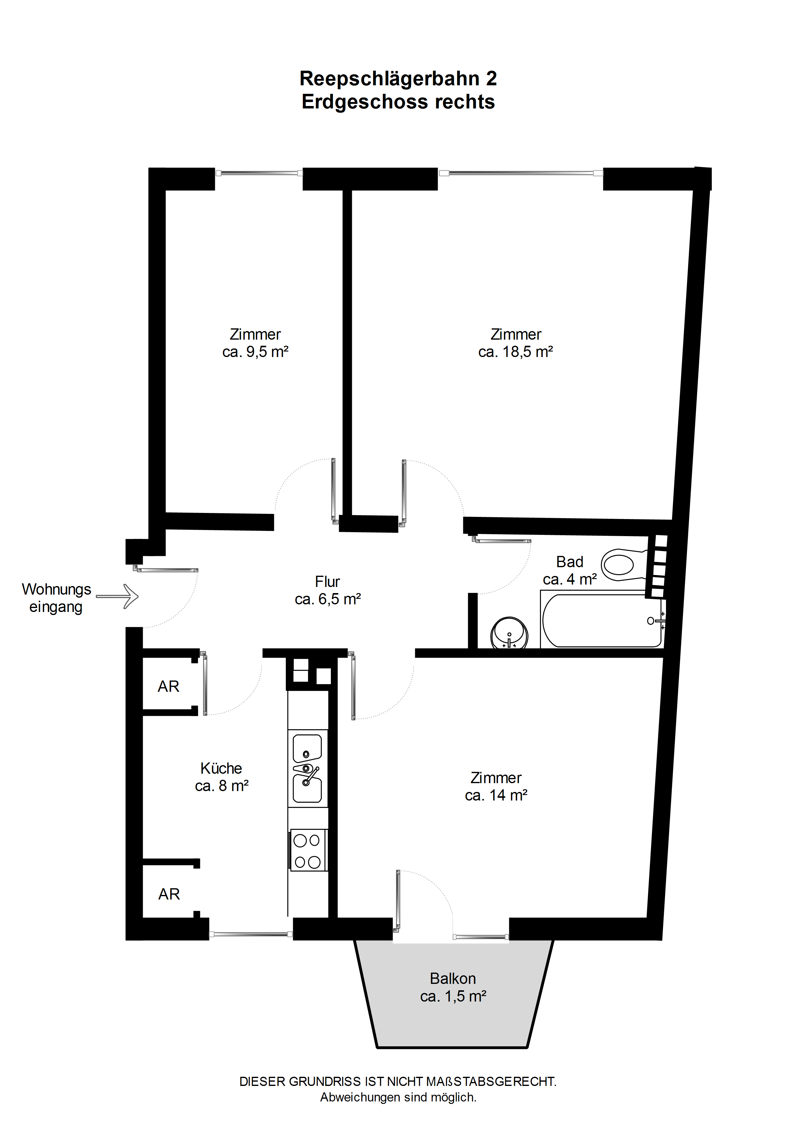 3 Zimmer, 71,6 m² in Kiel – Bild 2
